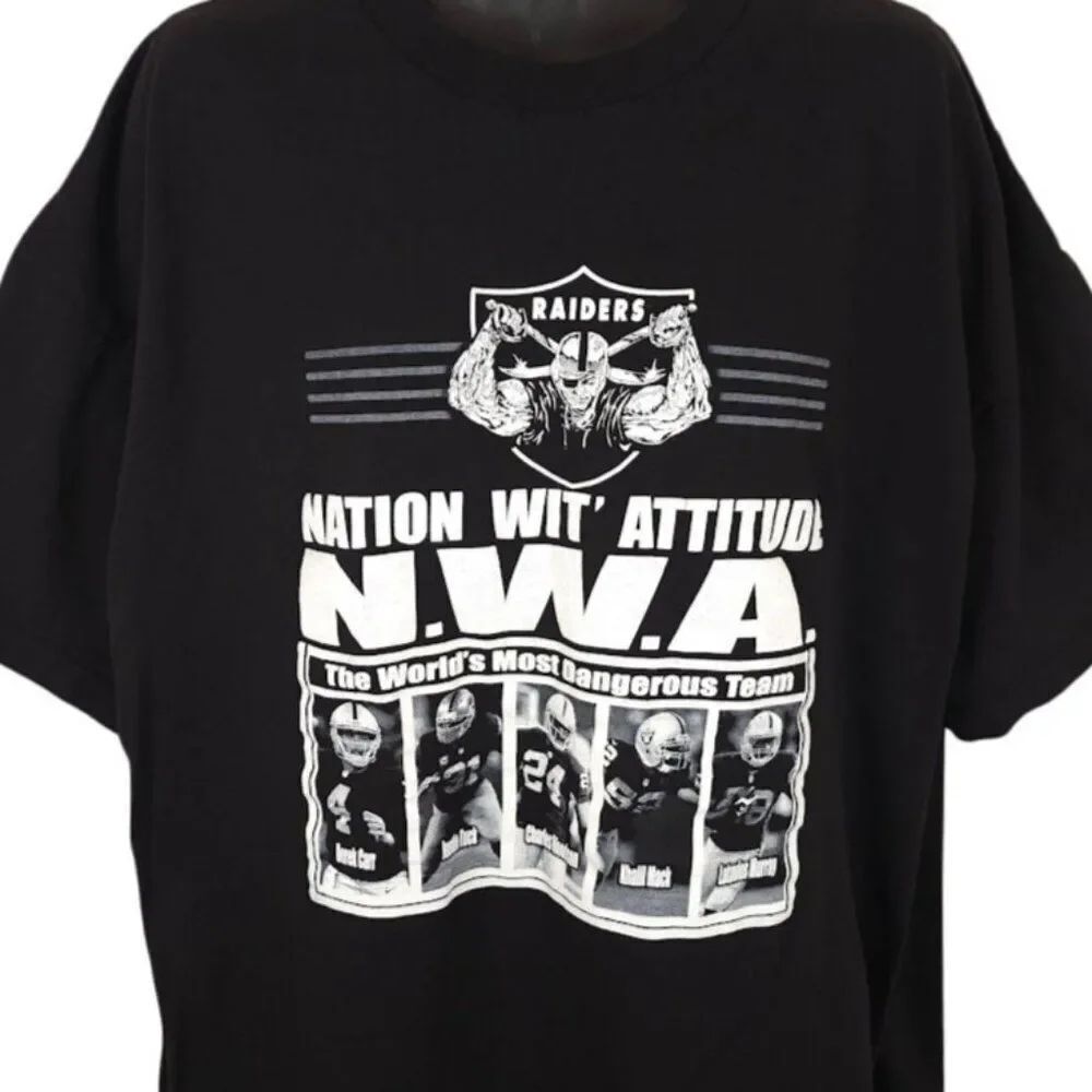 Oakland Raiders T Shirt Mens Size 3XL Black NFL Football Nation Wit Attitude